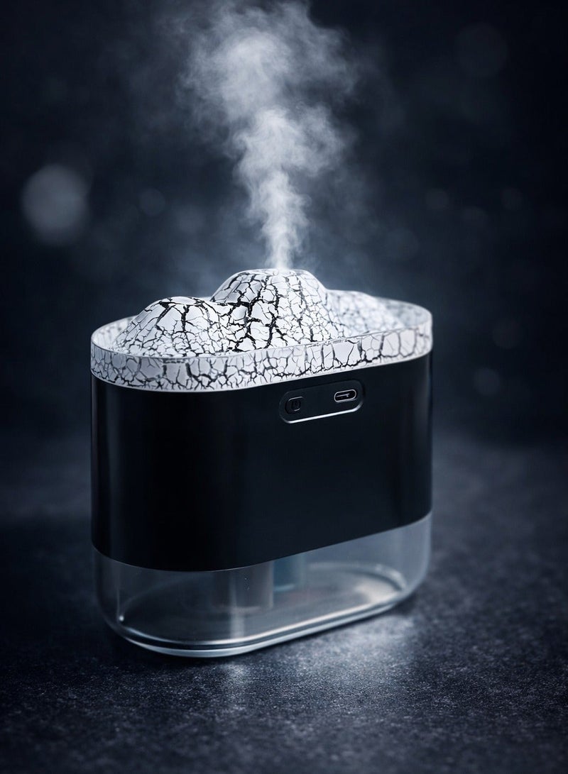 Volcano-shaped air humidifier, aroma diffuser with flame effect, dual mist settings with warm light, for home, office, yoga, gym, and air purification, 300 ml
